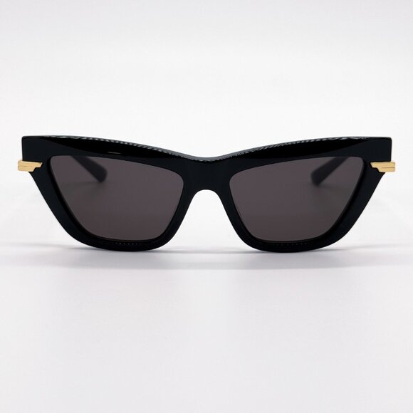 NEW BOTTEGA VENETA BV1241S 001 SUNGLASSES WOMEN BLACK GOLD CAT EYE SUNGLASSES - Picture 4 of 11